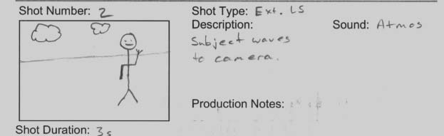 The frame from my storyboard that I used in my Visual Composition